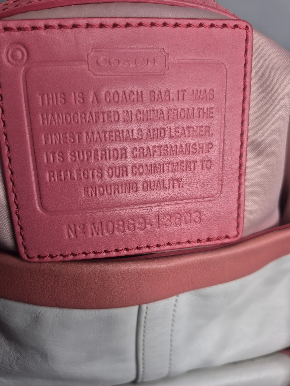 Coach Pink & White Two-Tone Leather Handbag Set EUC